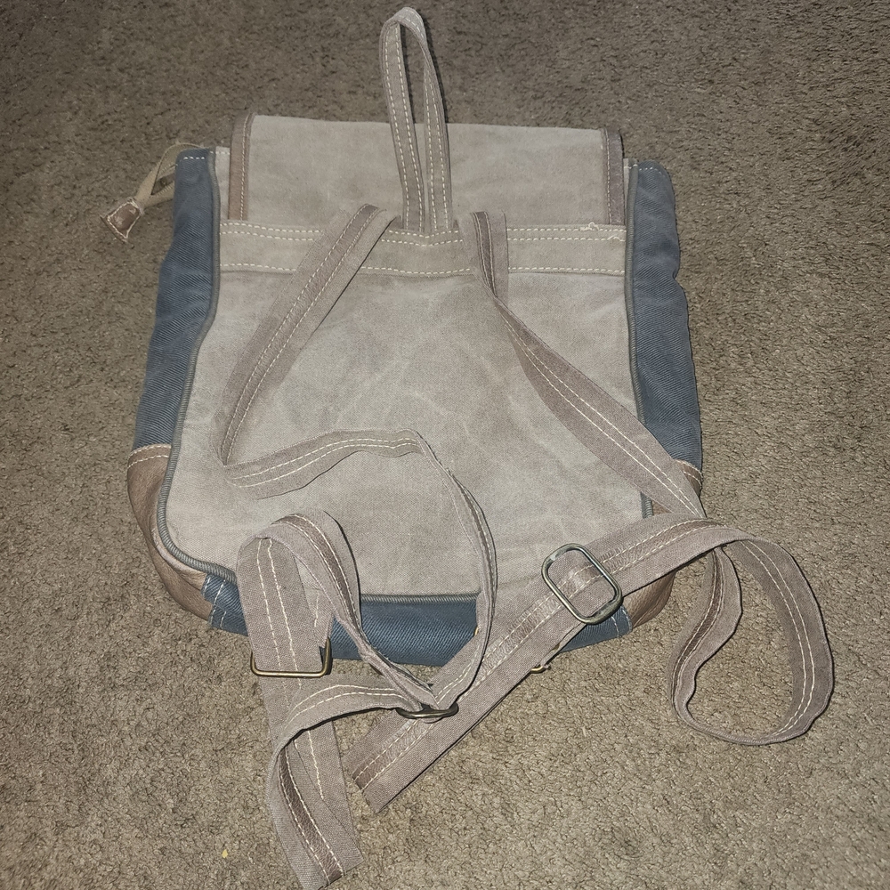 Myra Bag Blue and Tan Backpack - Picture 3 of 5